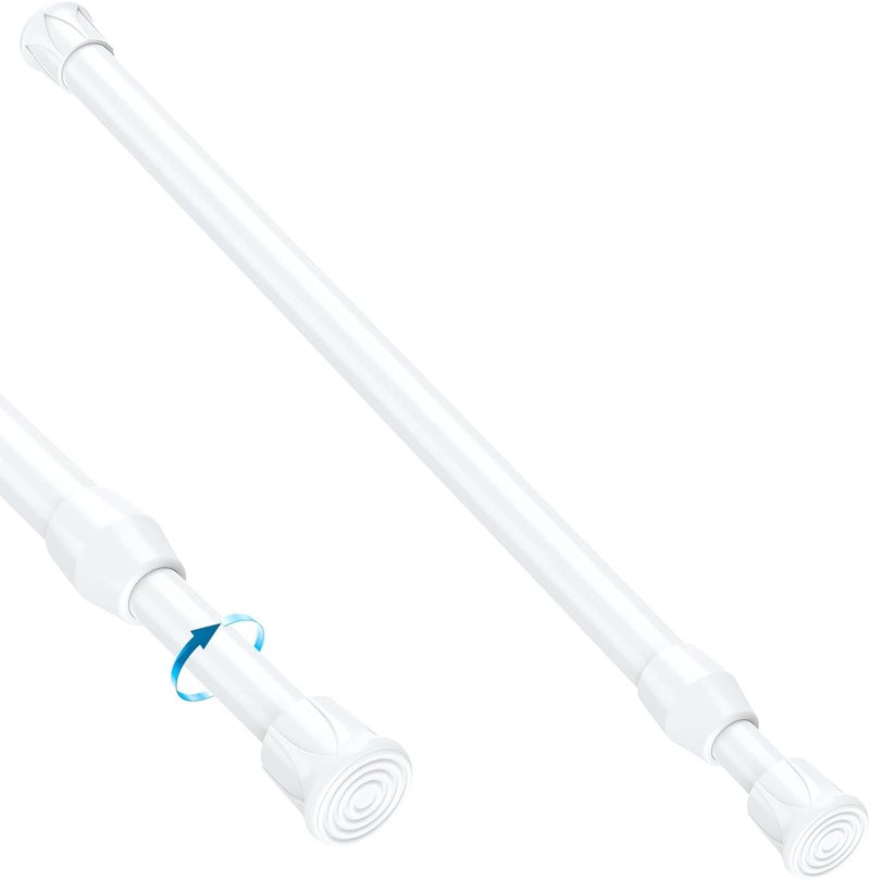 MEXAU 1PCS Small Tension Curtain Rod 28 to 48 Inch,White Short Curtain Rods No Drilling,Loaded Expandable Spring Curtain Rods for Kitchen,Closet,Cupboard,Door,Bookshelf - Image 1